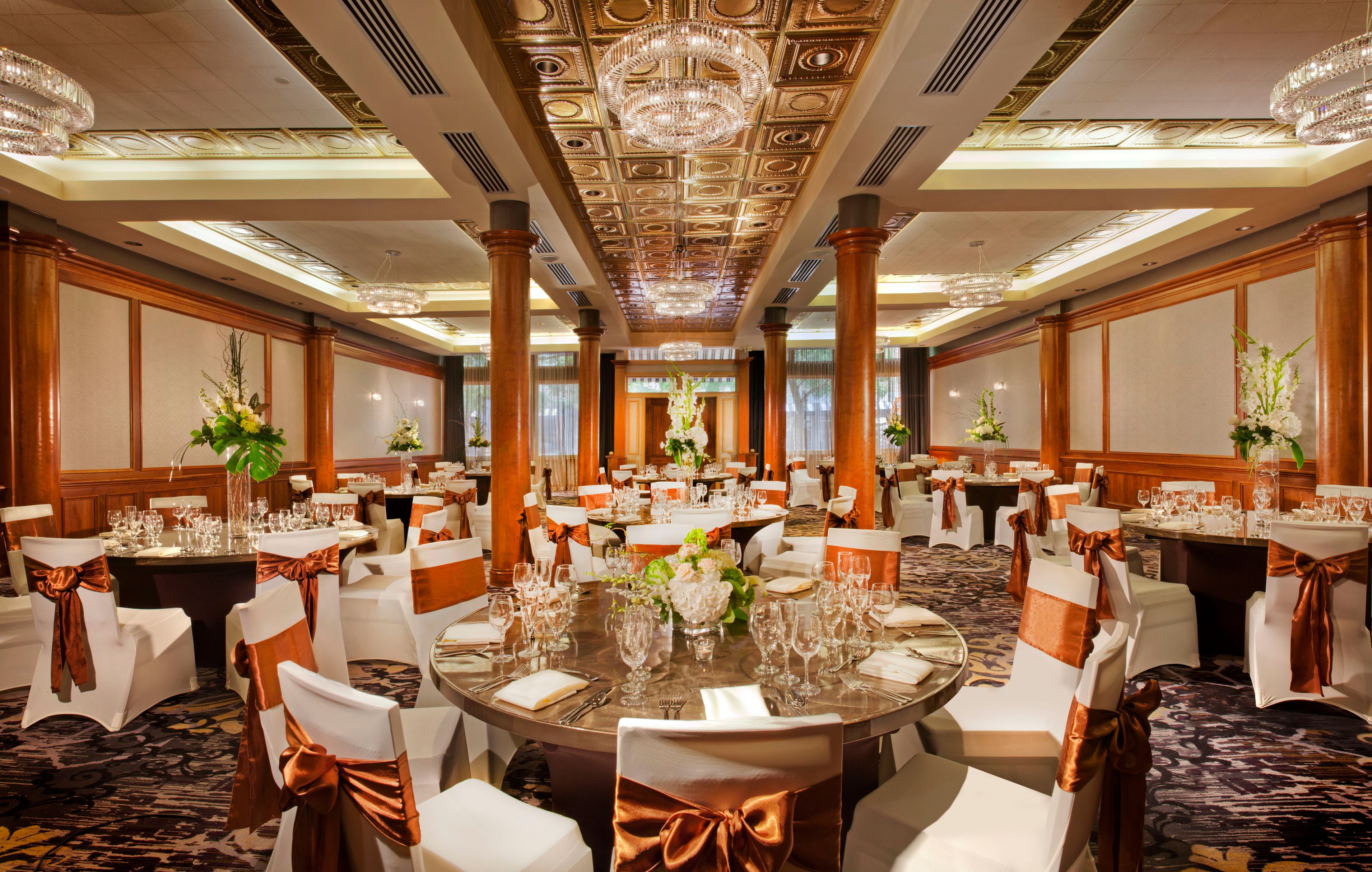 a room with tables and chairs