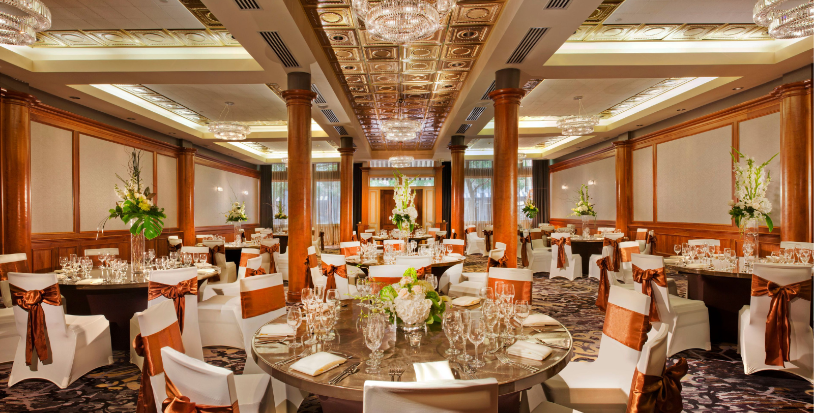 a room with tables and chairs