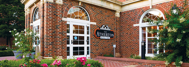 a front view of a hotel