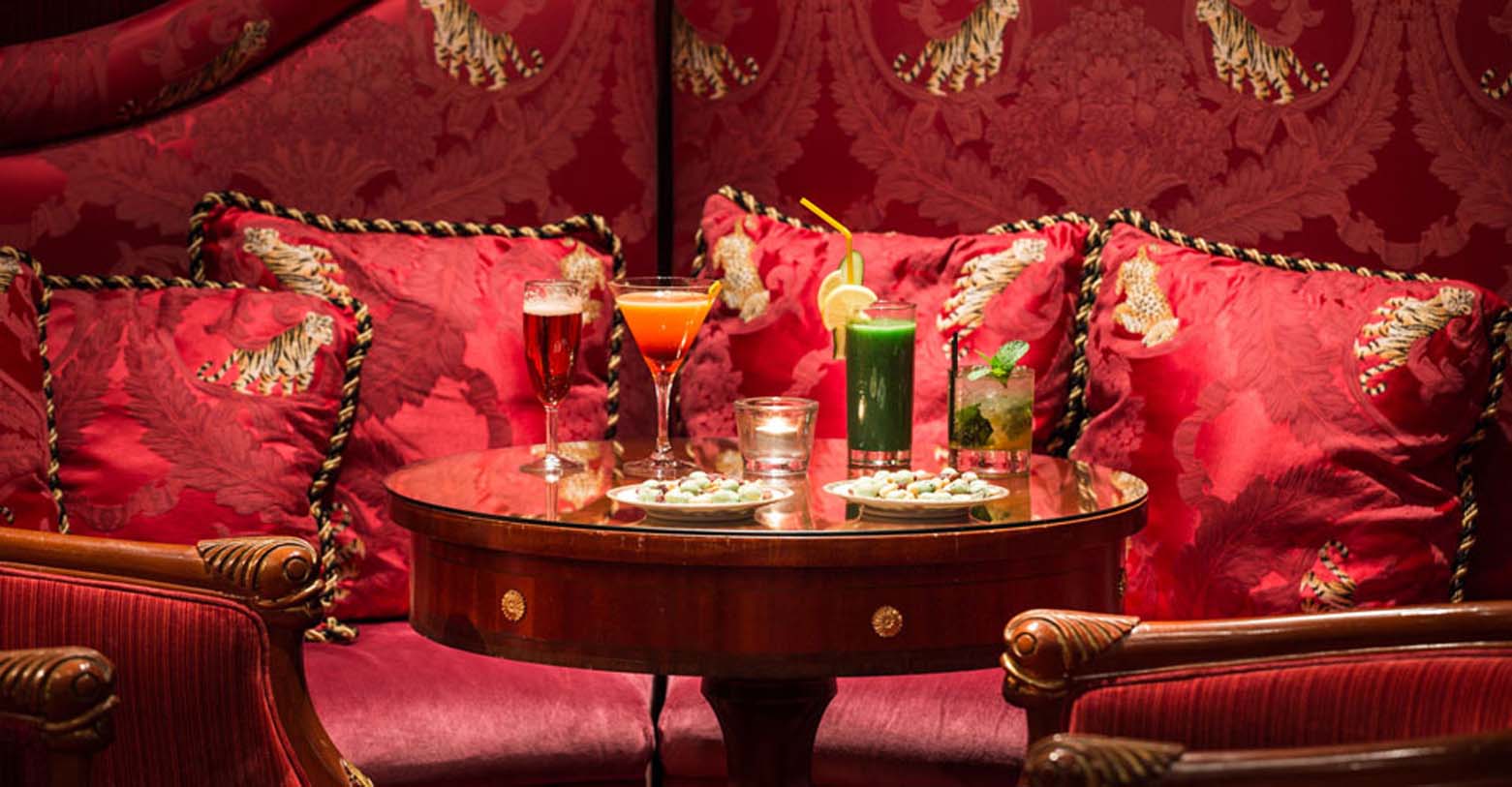 a table with drinks on it
