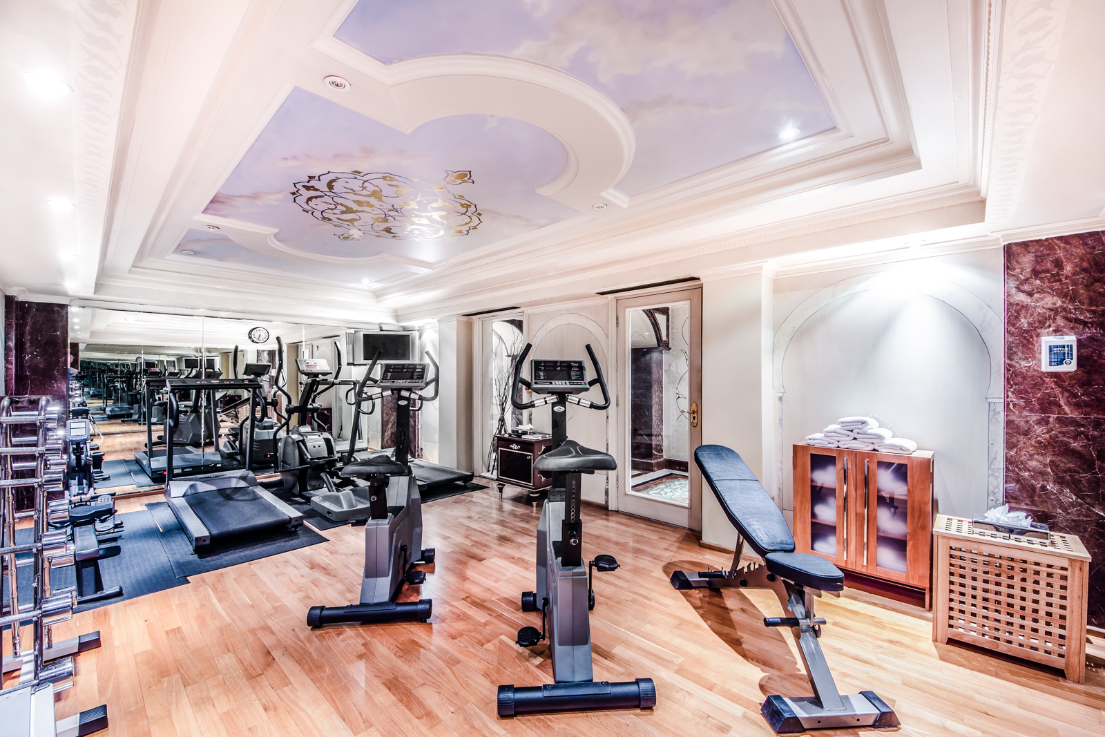 a room with exercise equipment