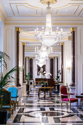 a chandelier in a hall