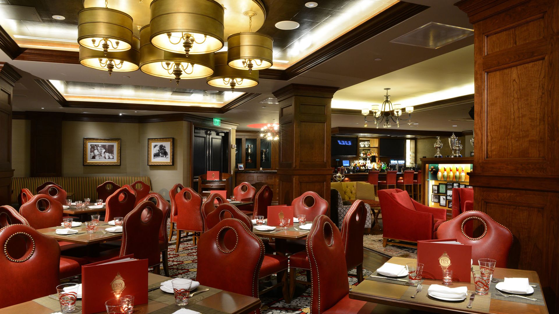 a room with tables and chairs