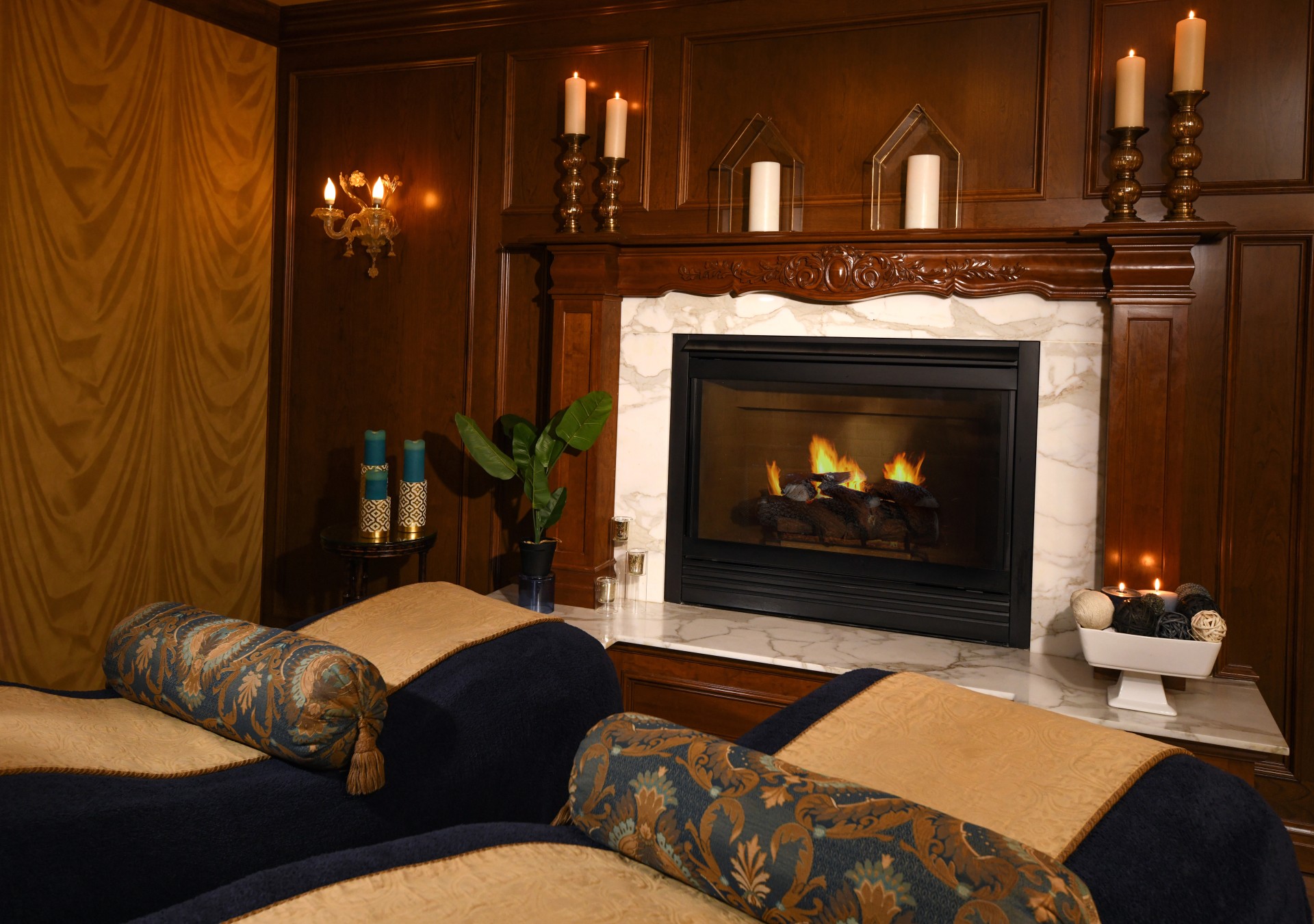 a fireplace in a room