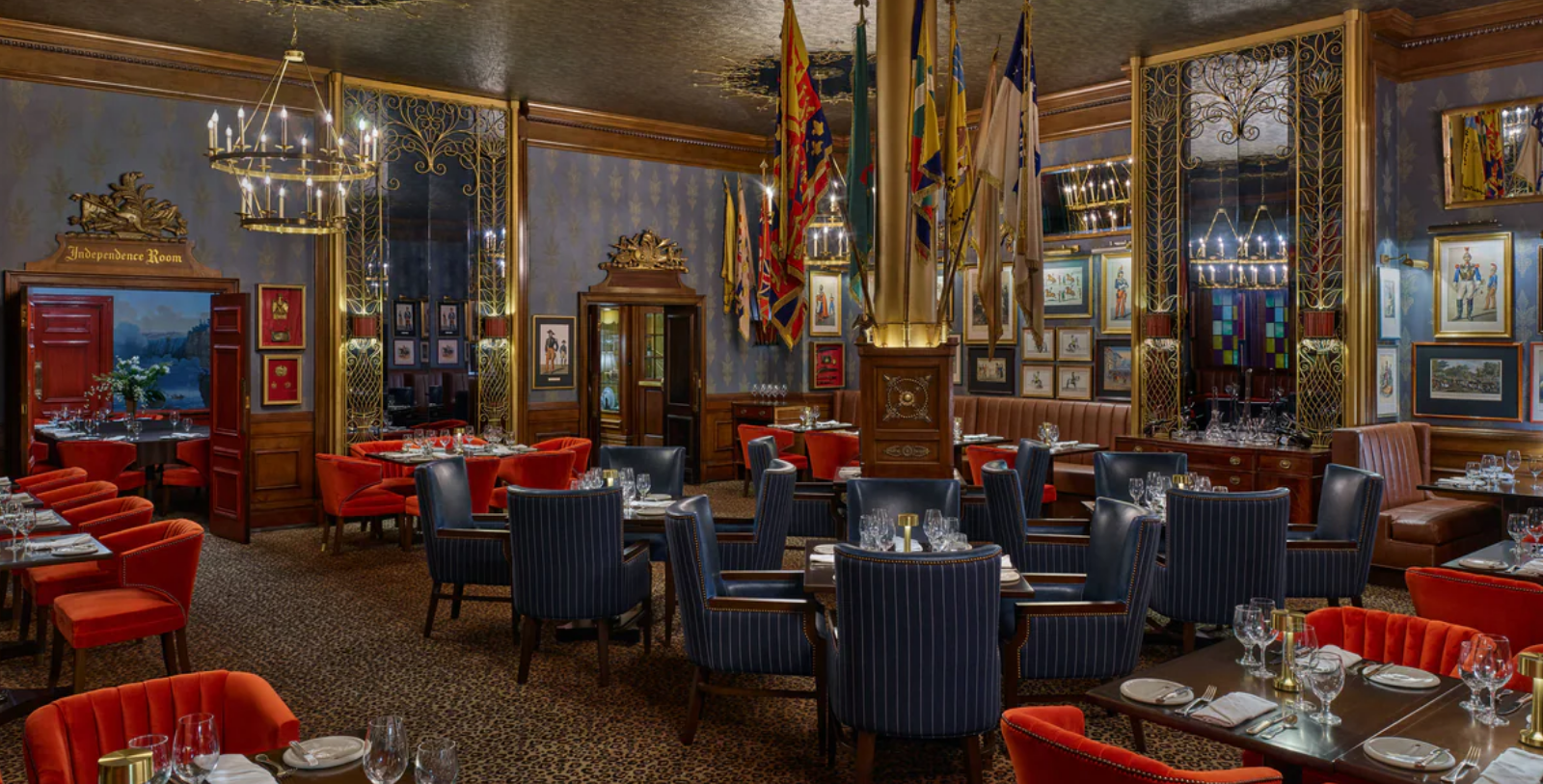 a room with tables and chairs