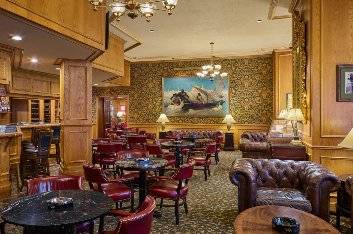 a room with tables and chairs