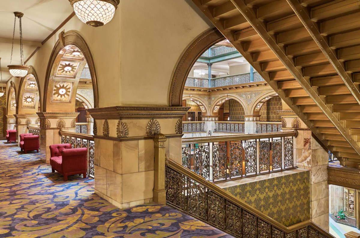 a staircase in a building