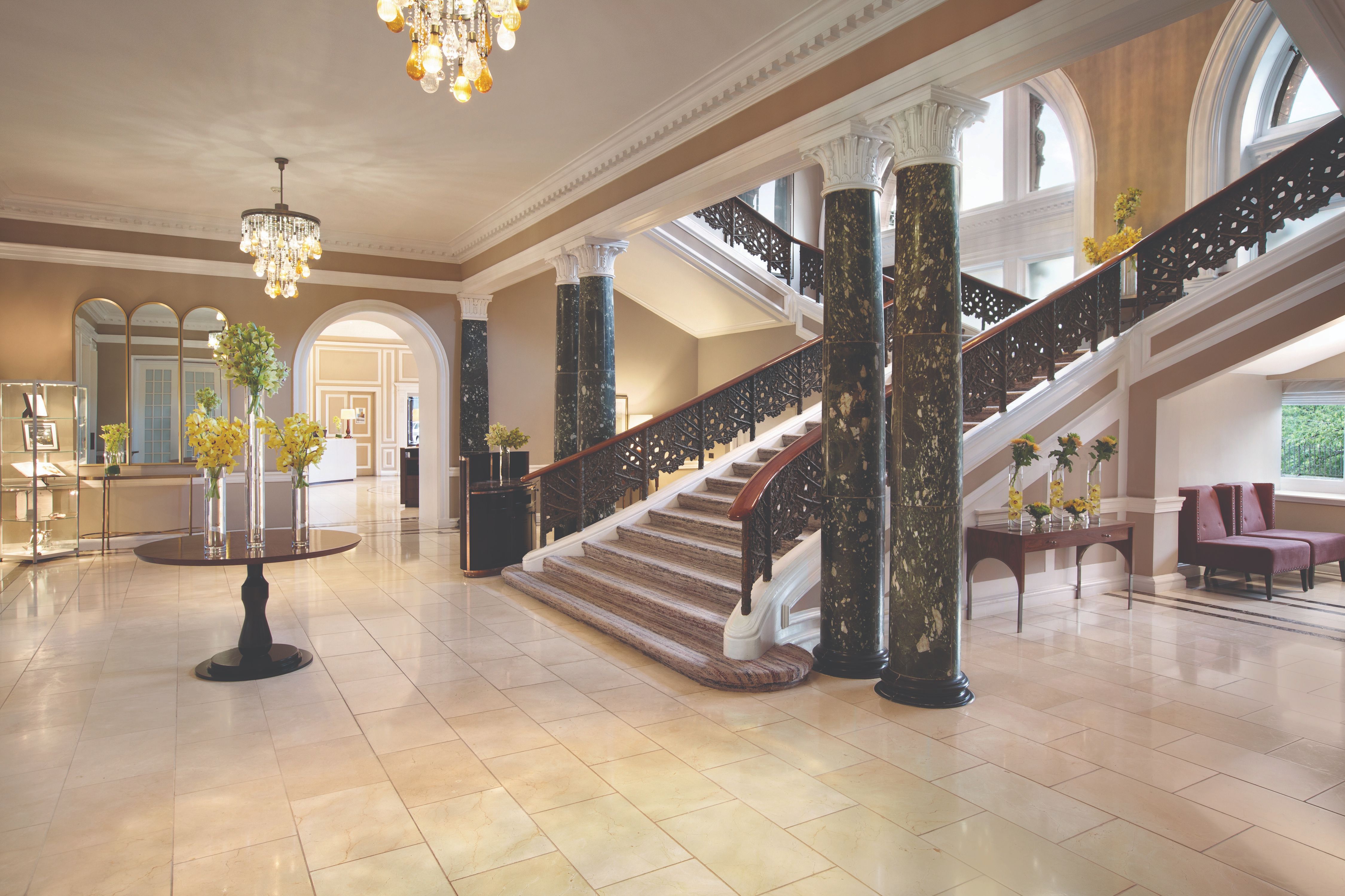 a staircase in a building