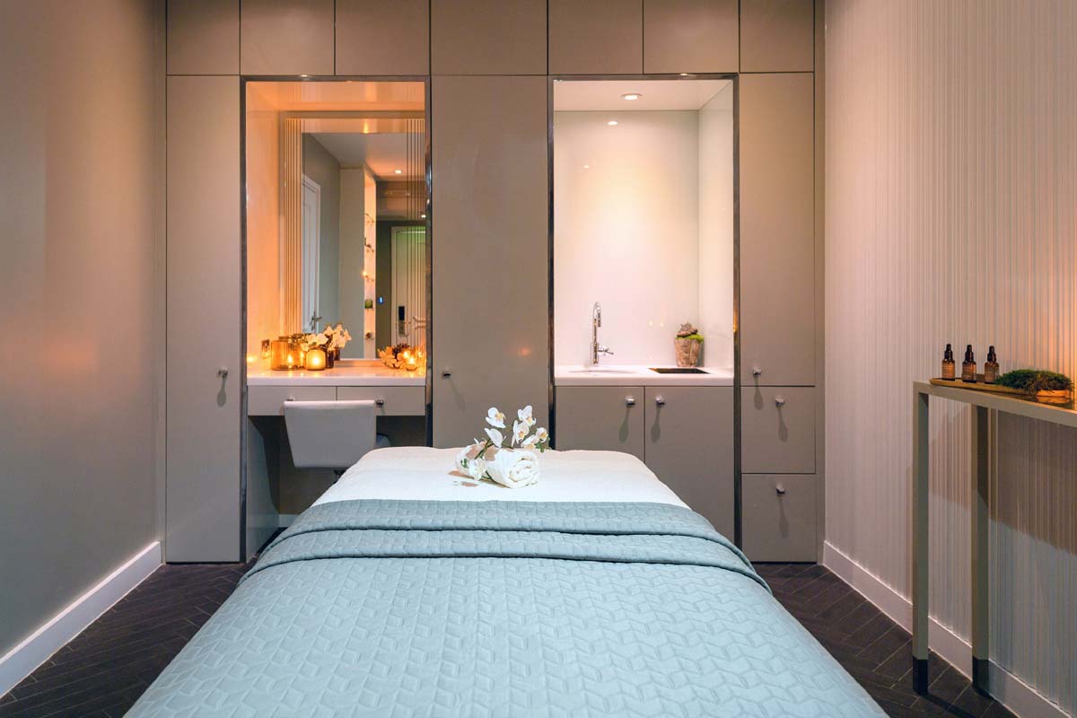 a bed in a room