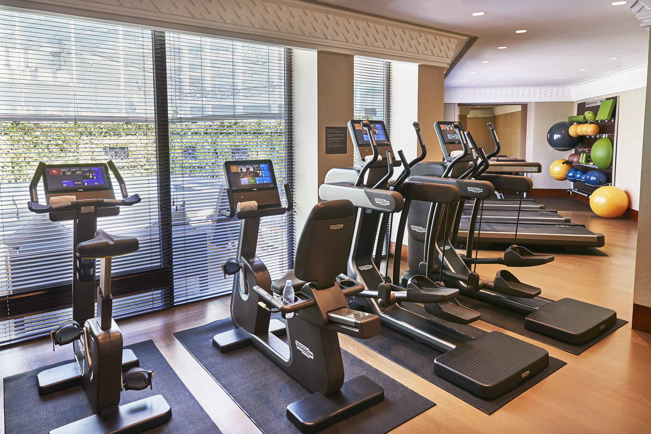 a room with exercise machines