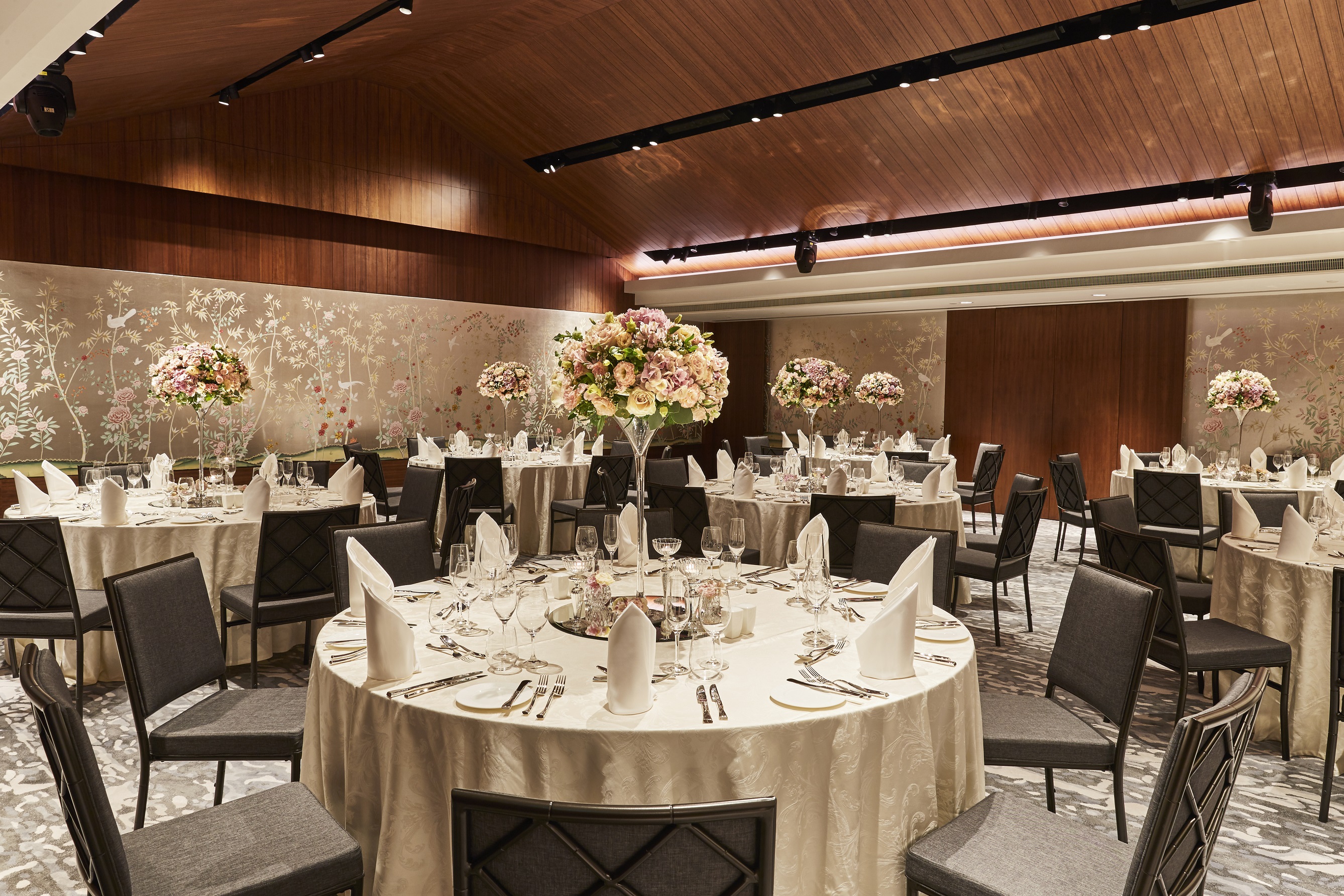 a room with tables and chairs