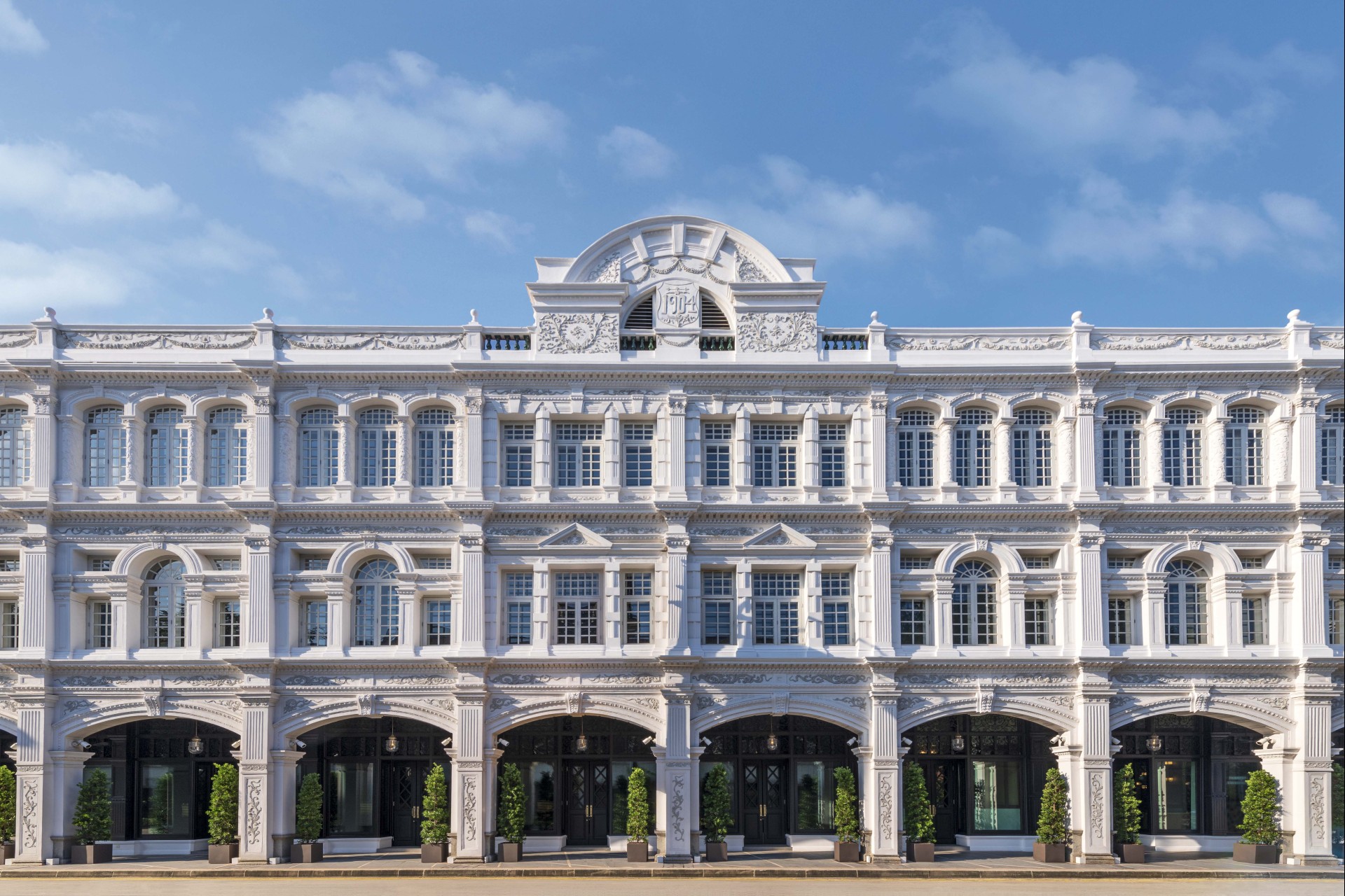 a large white building with many windows