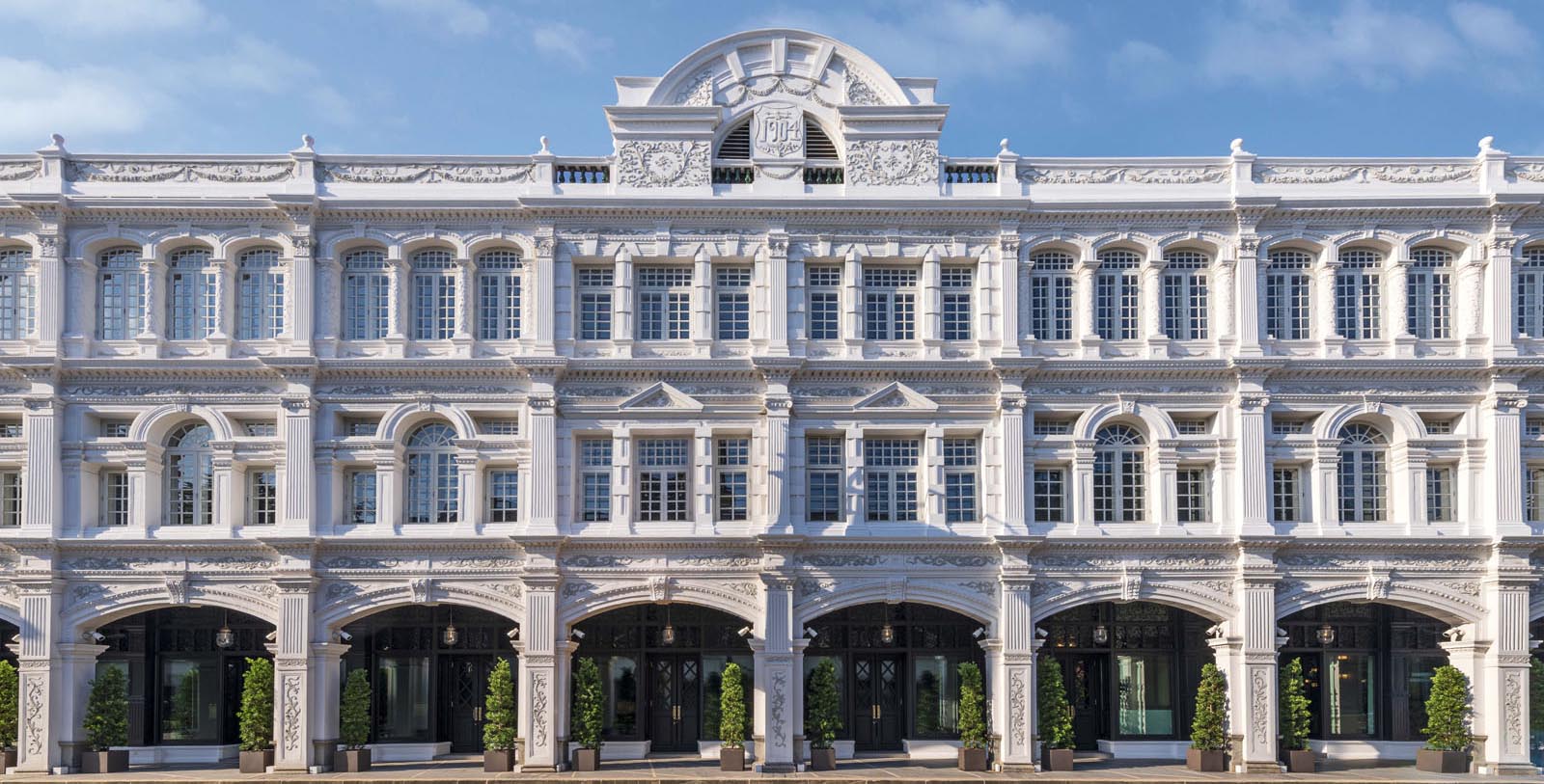 a white building with many windows