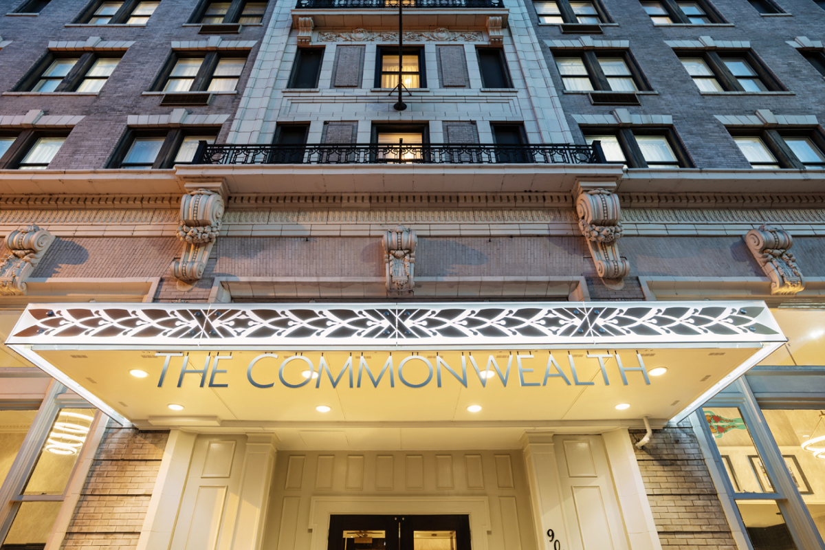 a building with a sign on the front