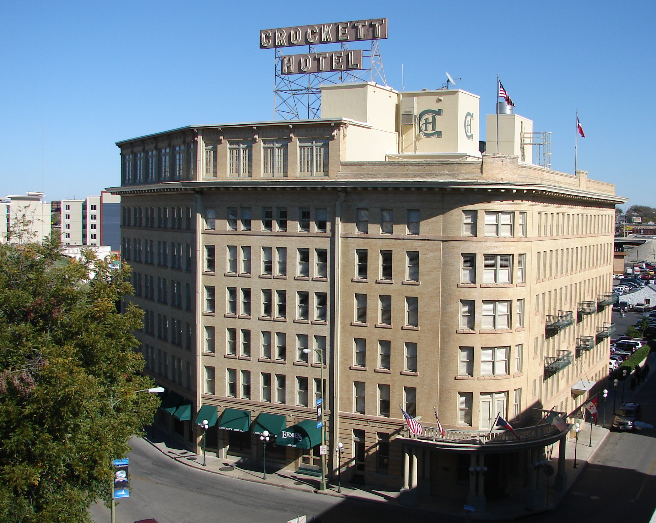 a building with a sign on top