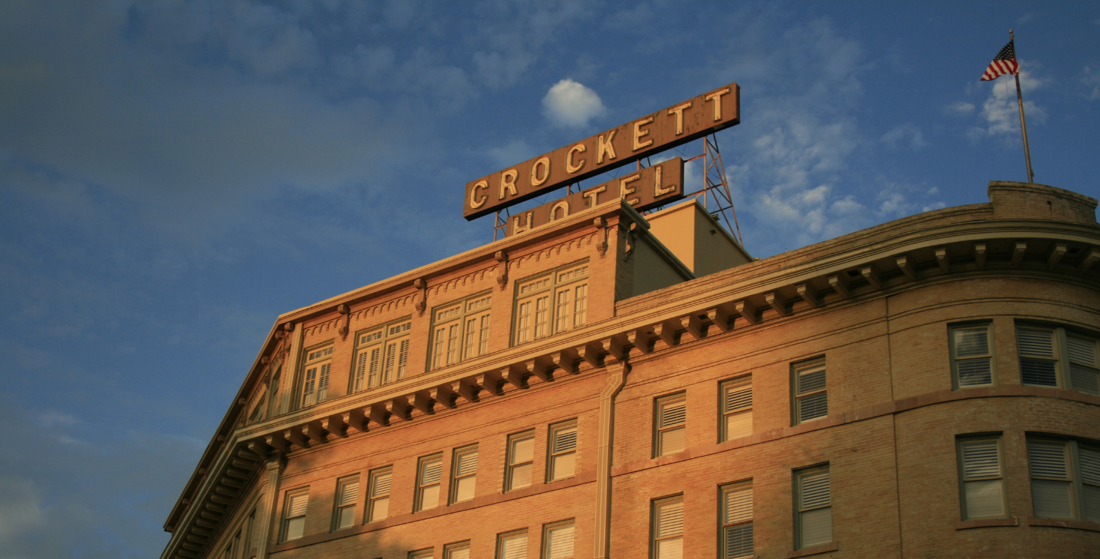 a building with a sign on top
