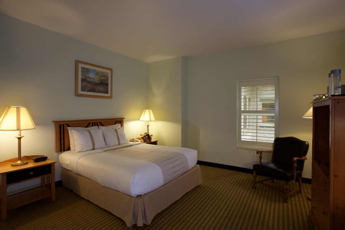 a bed in a room