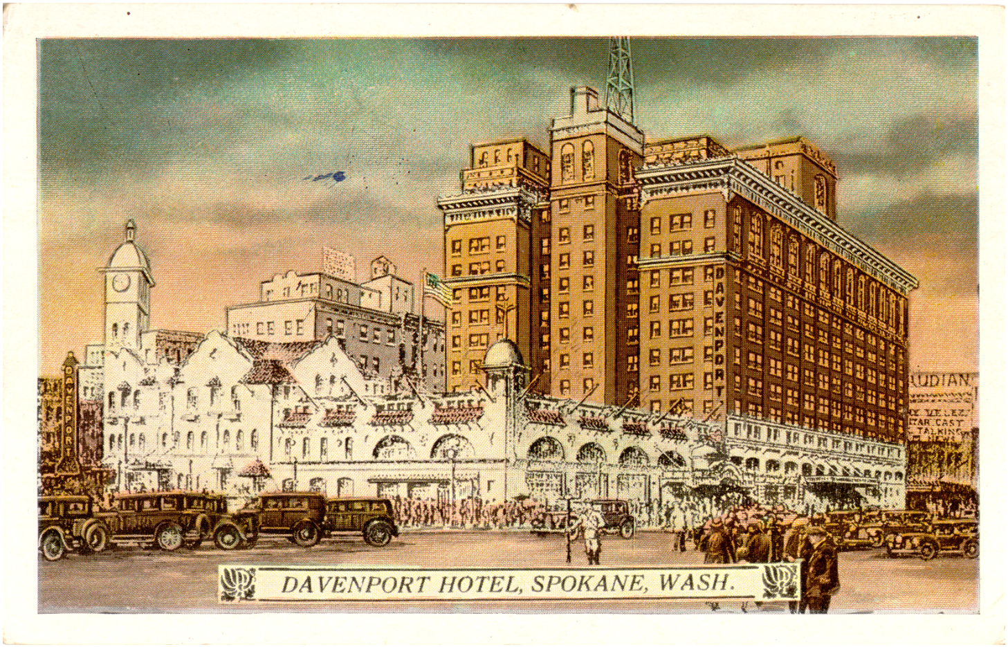 a large building with people walking in front of it