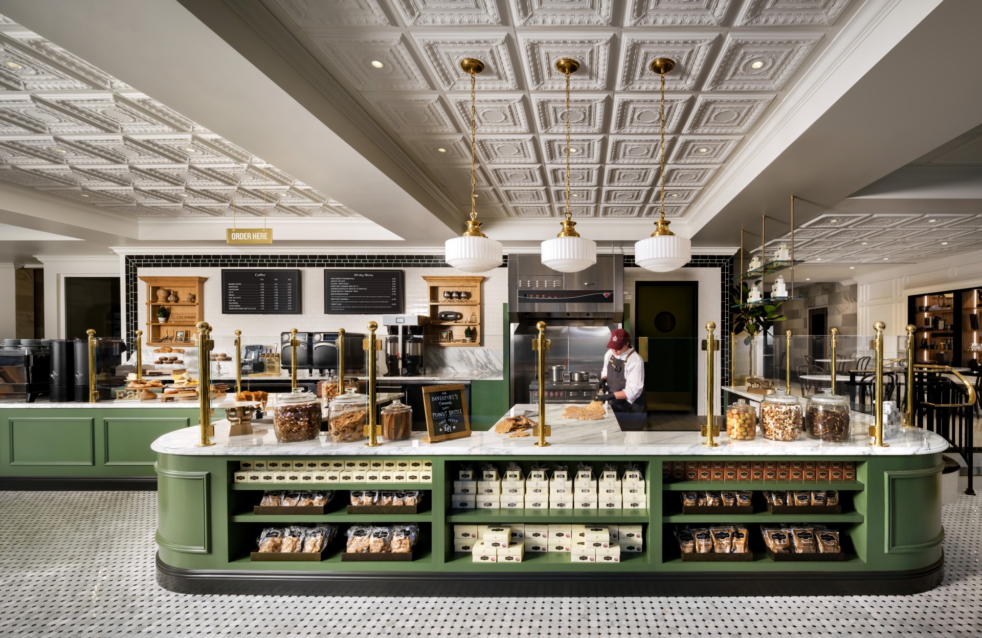 a counter with food on it