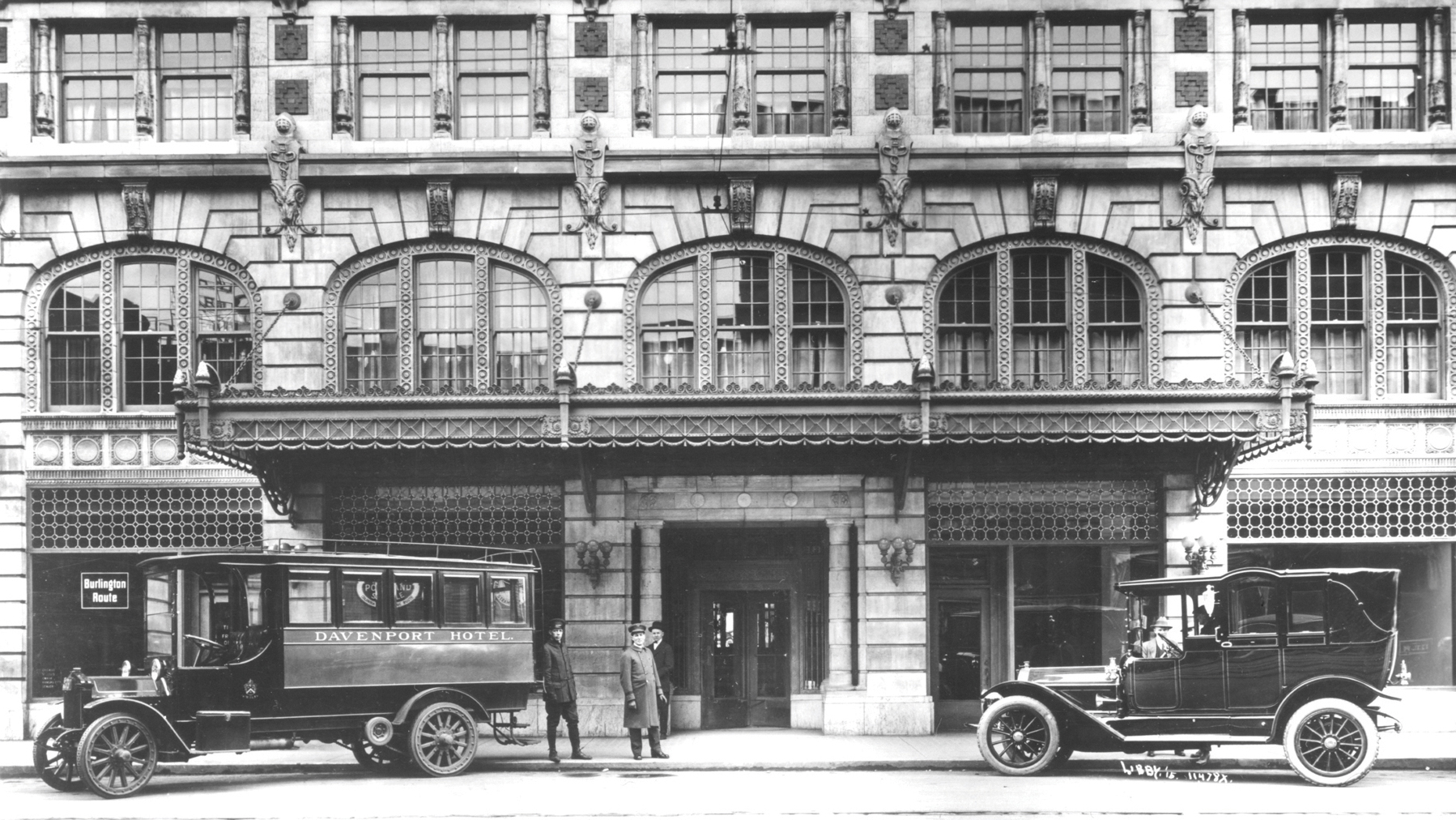 a group of people standing outside a building