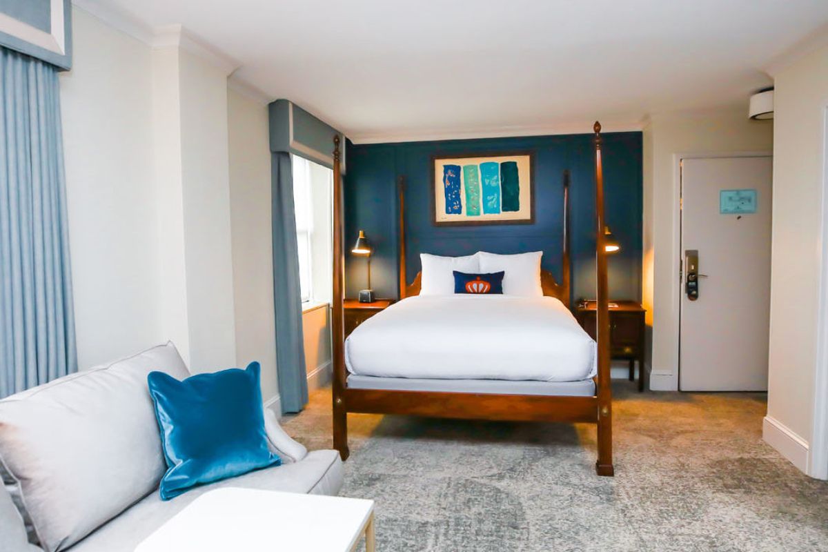 a room with a bed and a couch