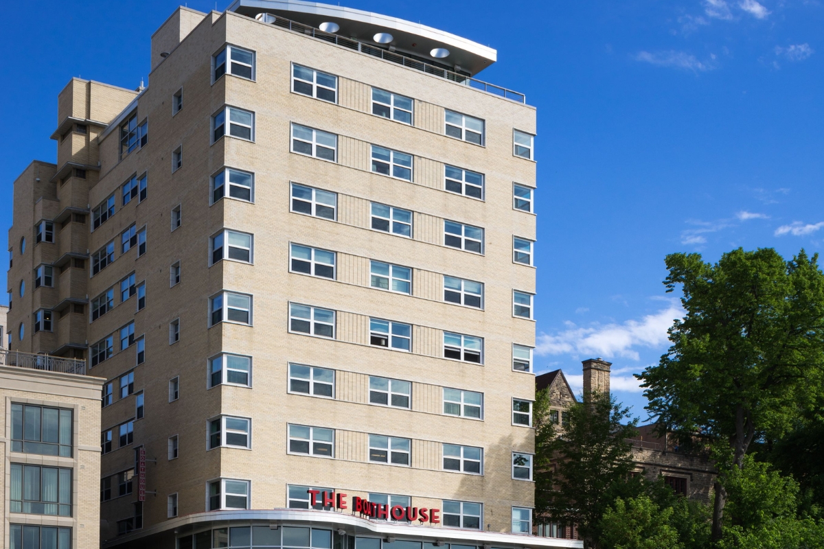 a building with many windows
