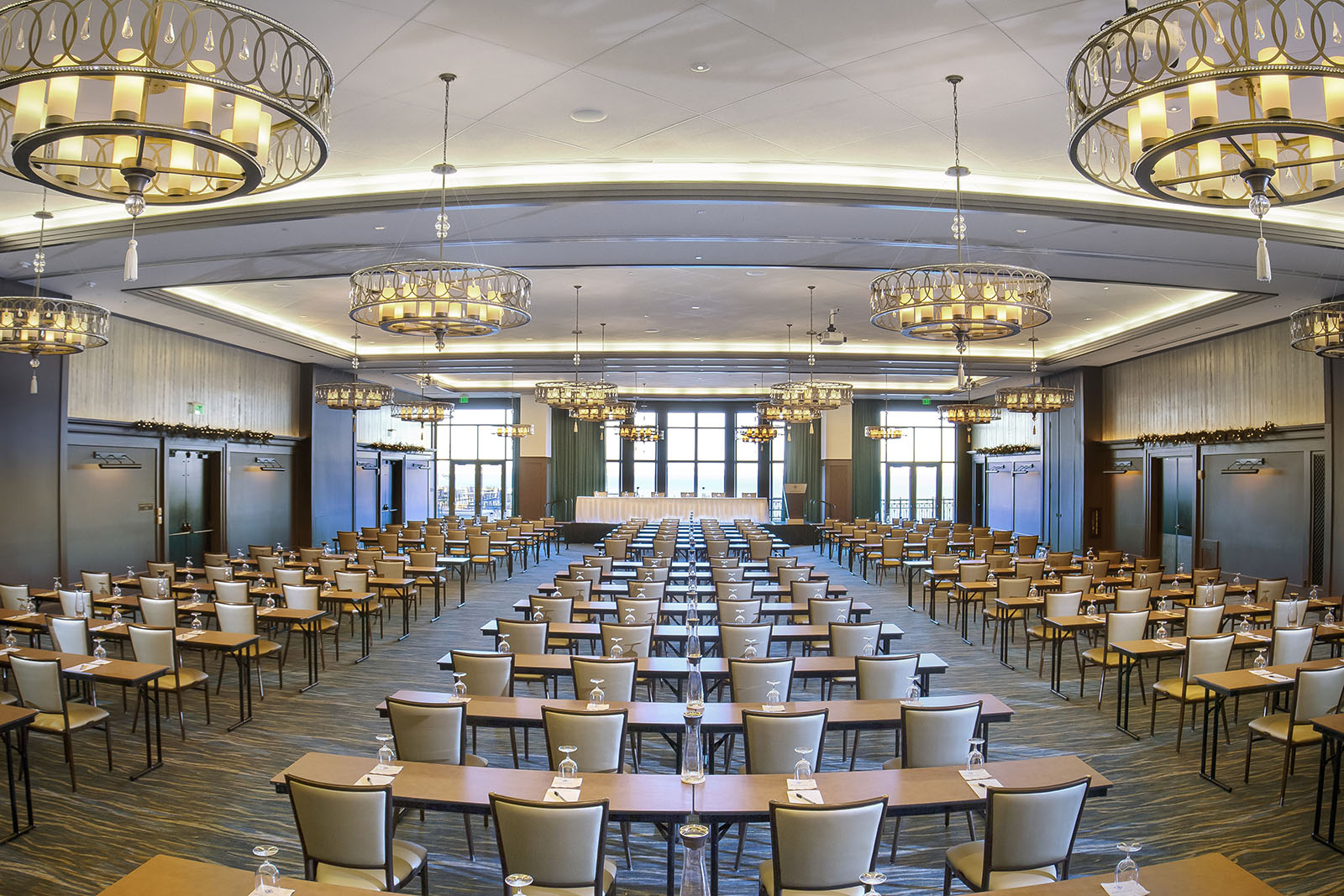 a room with tables and chairs