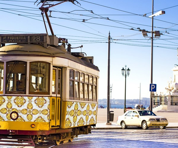 a trolley on a street
