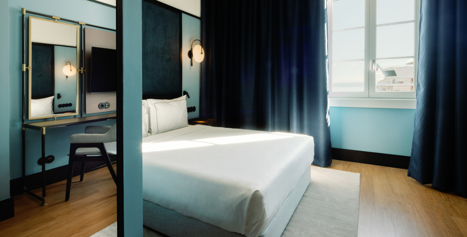 a bed in a room