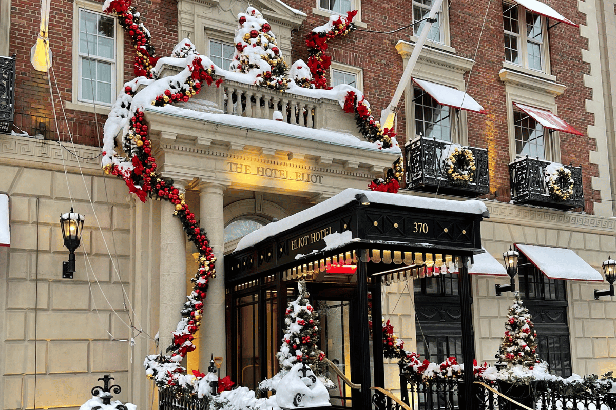 a building with a decorated entrance