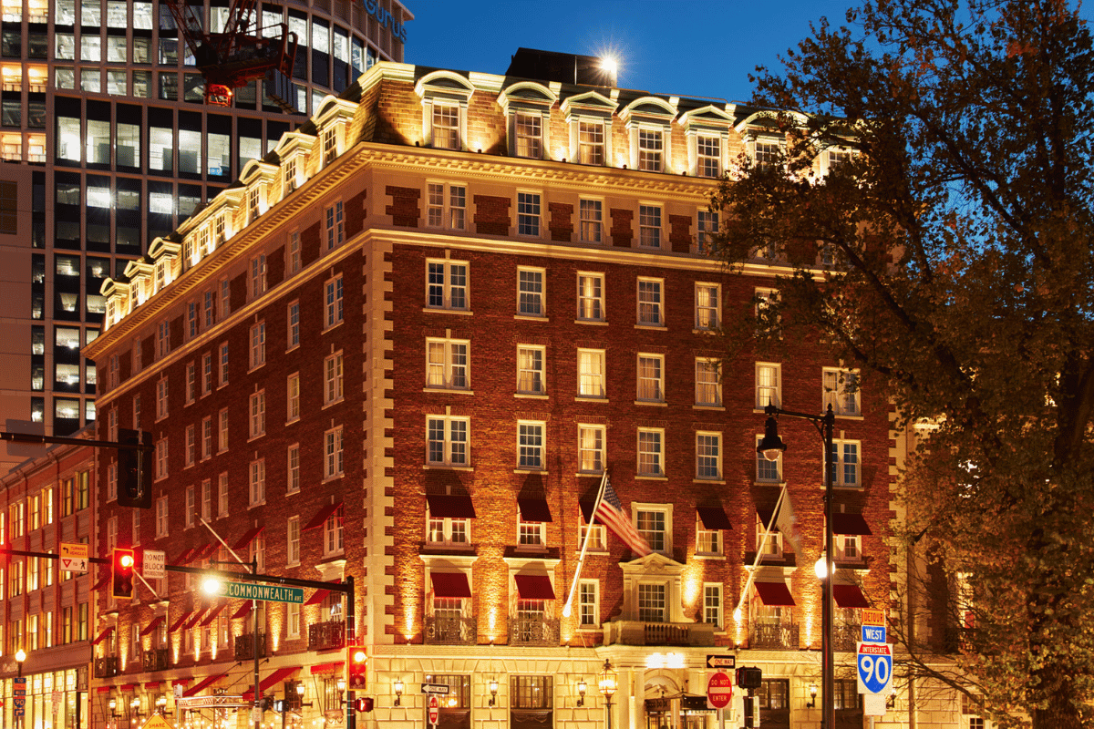 a building with lights on