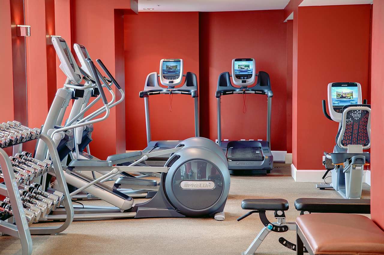 a room with exercise equipment