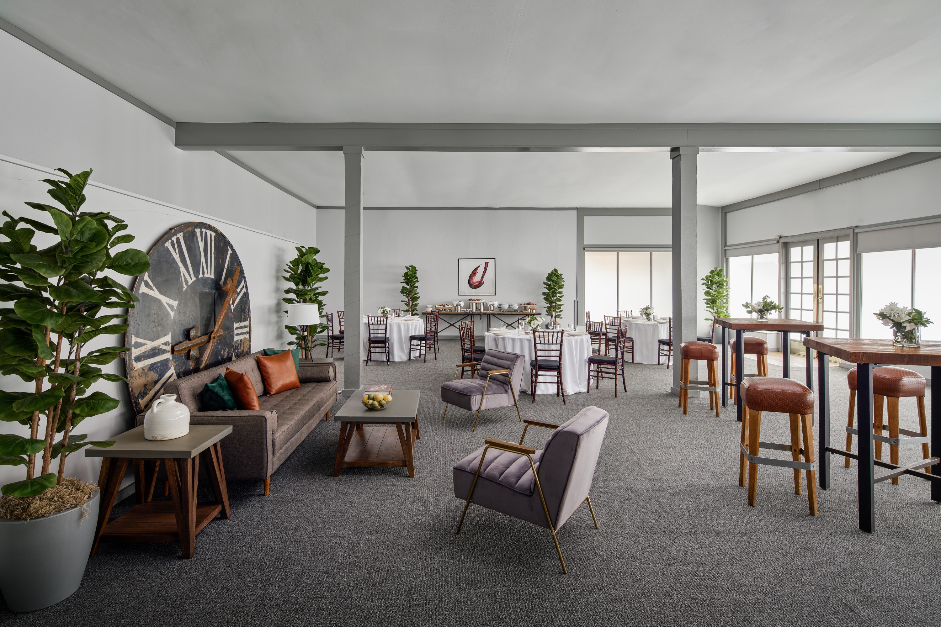 a room with tables and chairs