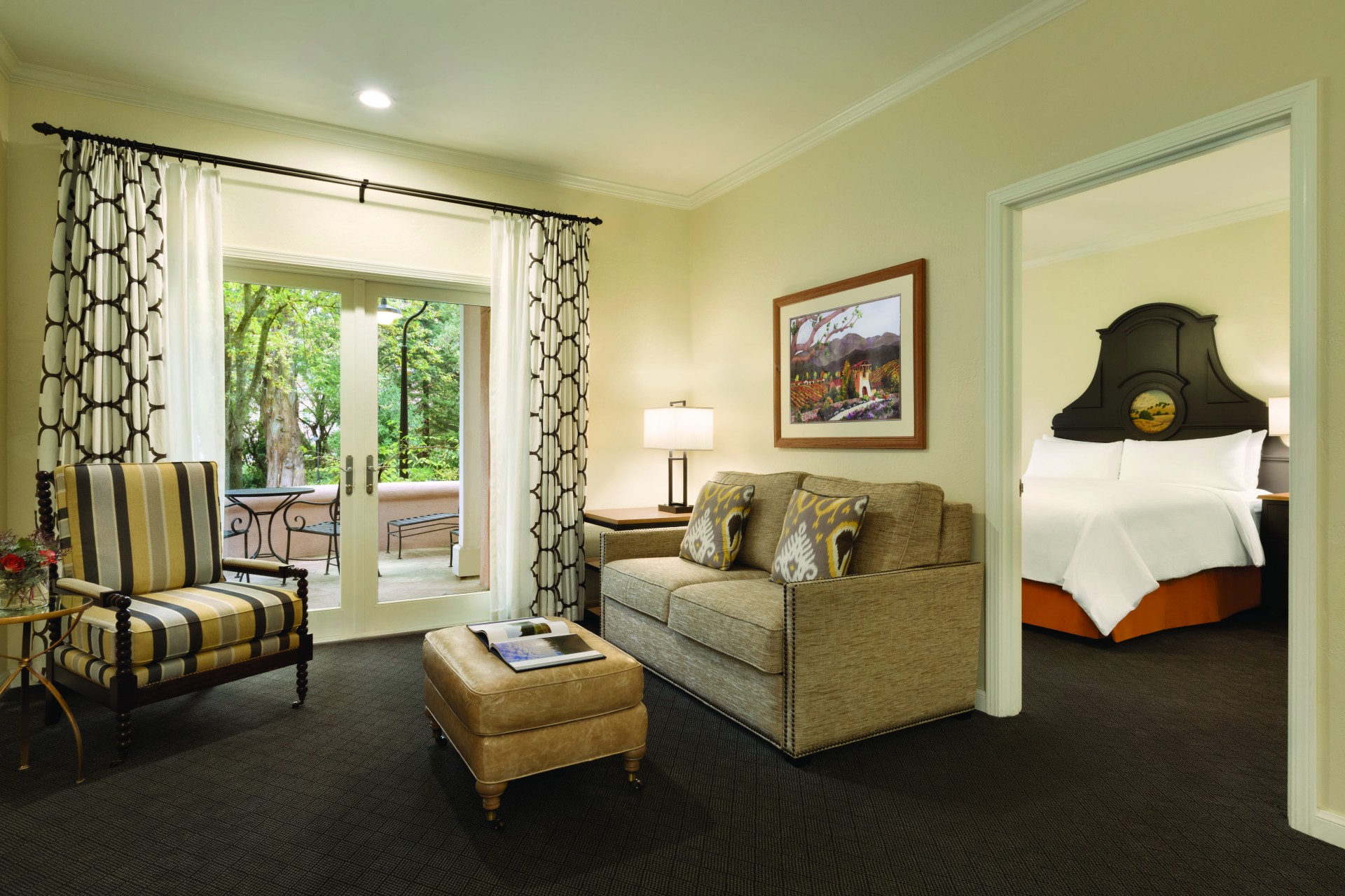 a room with a couch and a chair