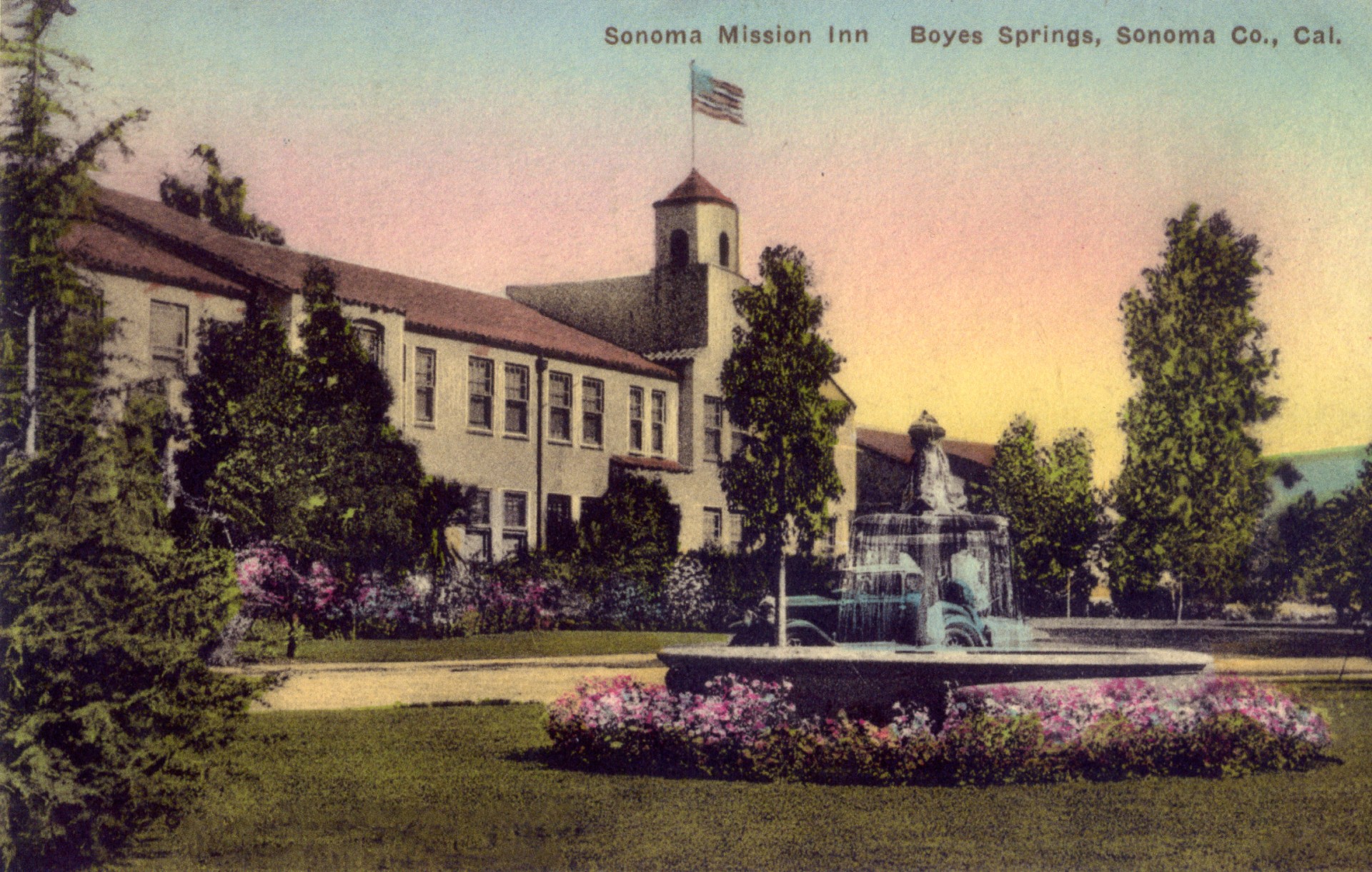 a fountain in front of a building