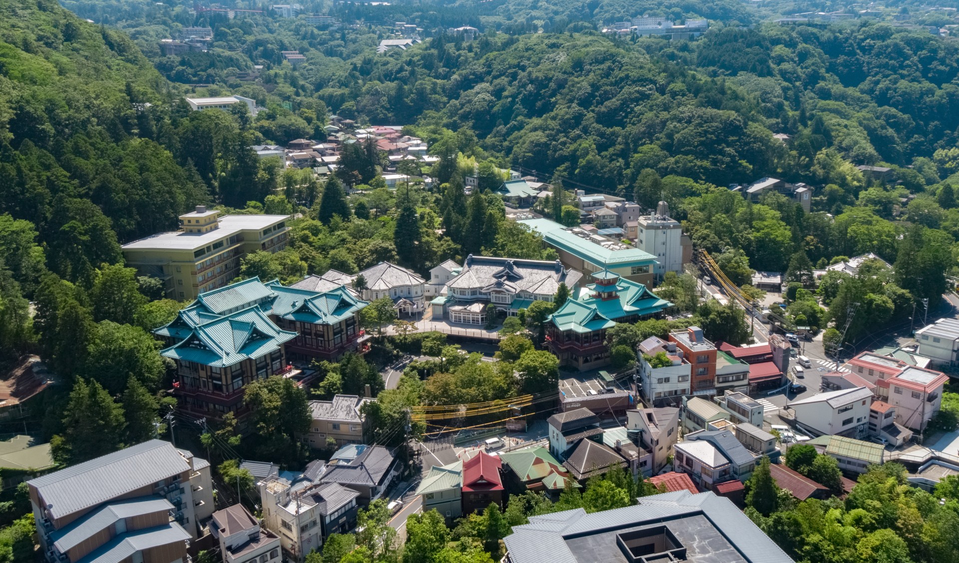 a city with many buildings and trees