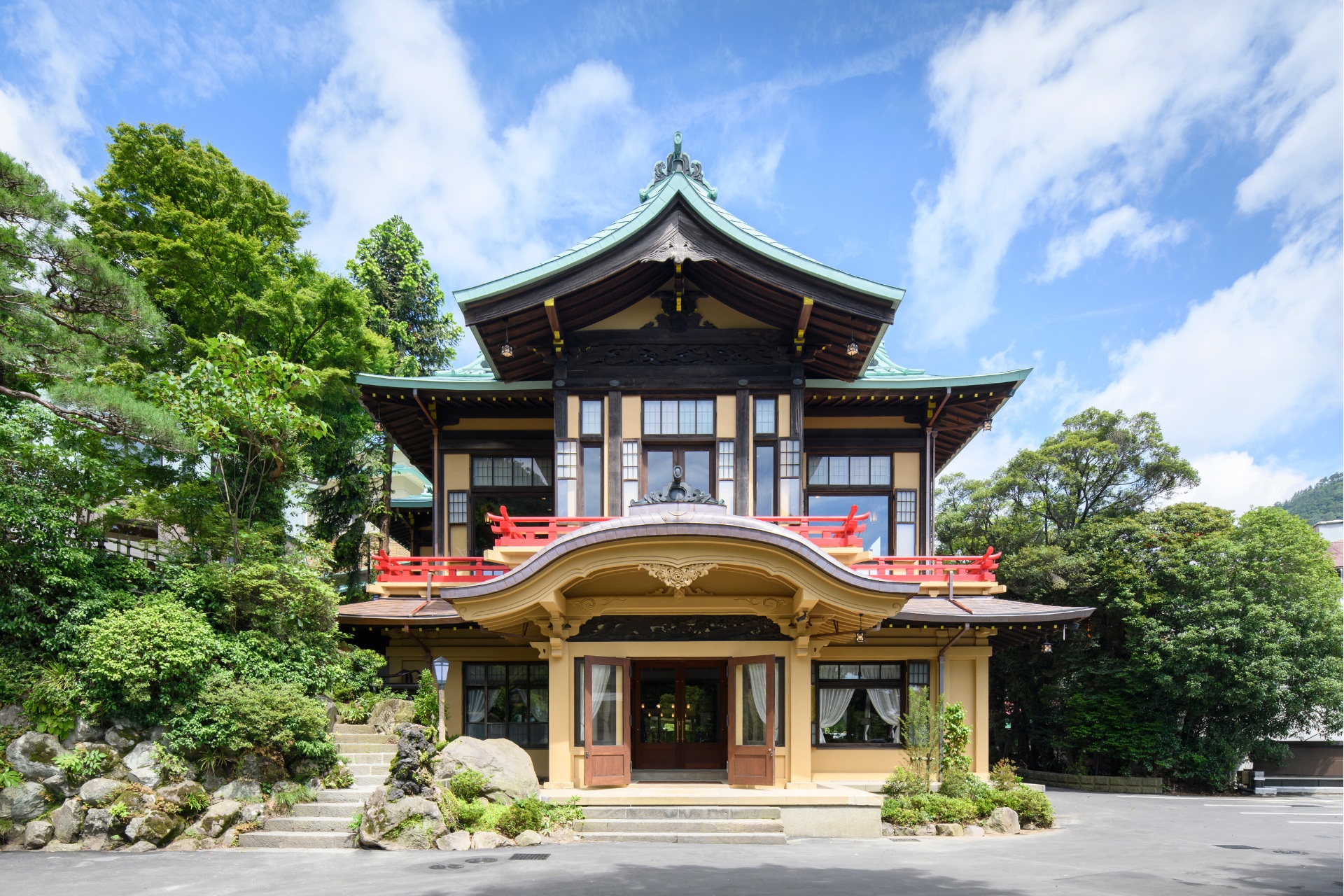 a building with a roof and a green roof