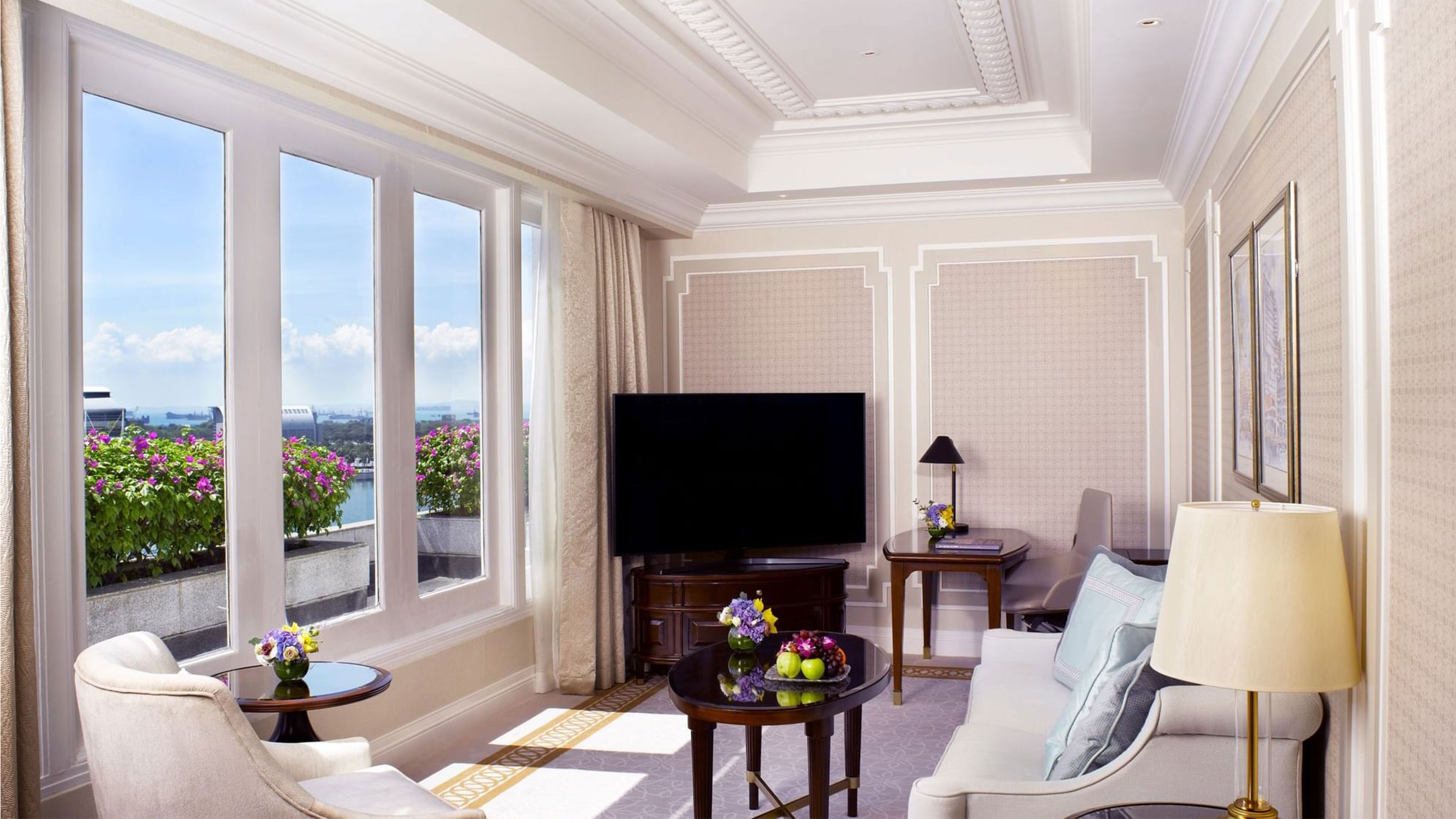 a room with a tv and a couch