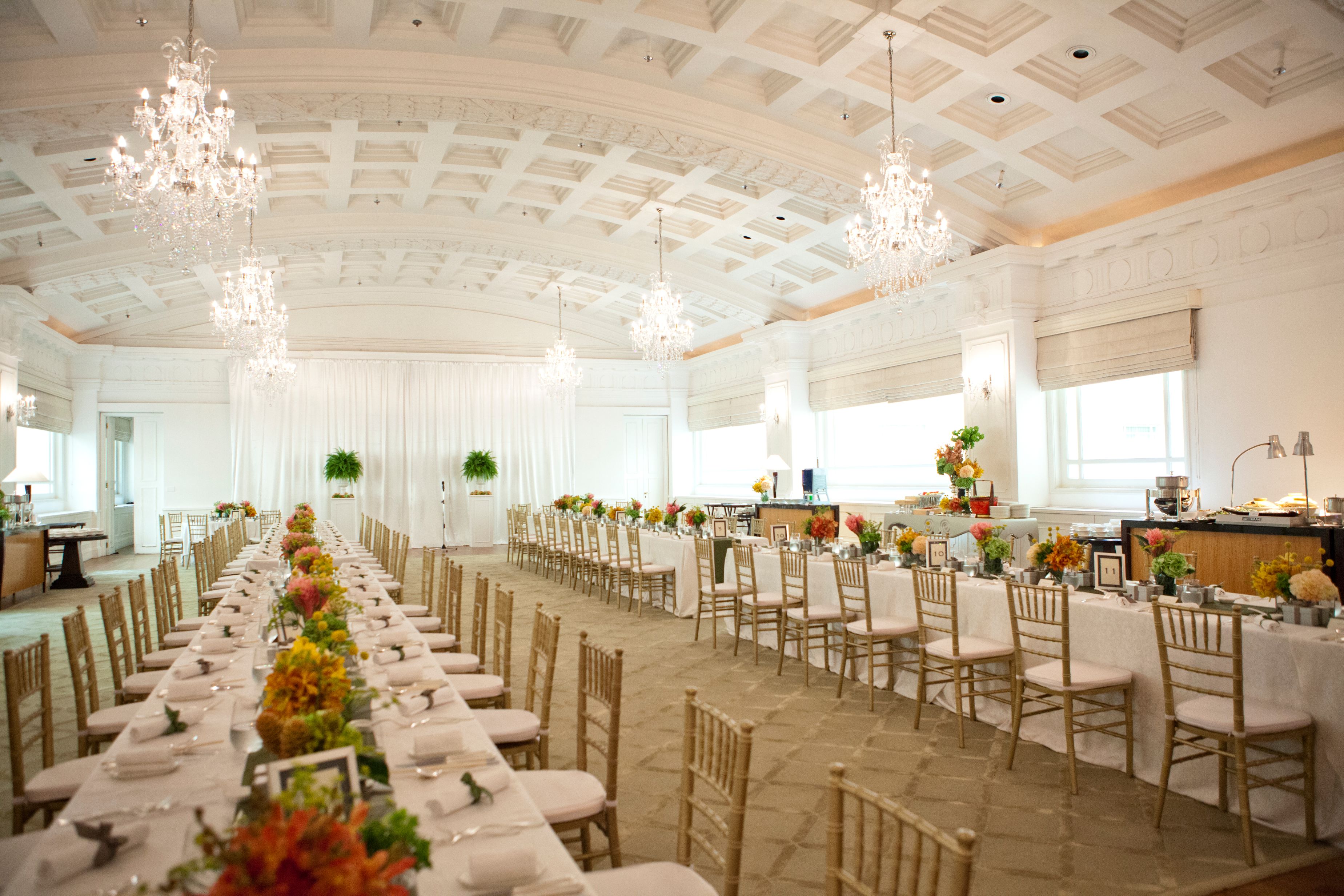 a long table set for a wedding reception