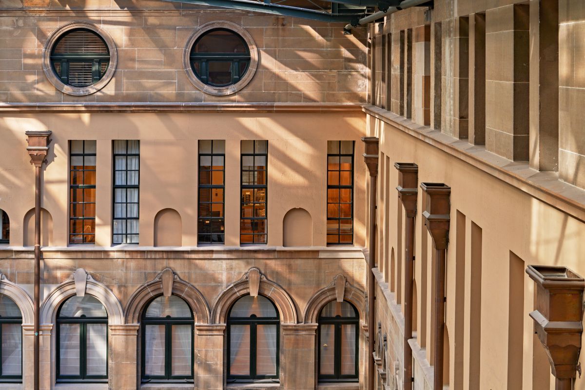a building with many windows