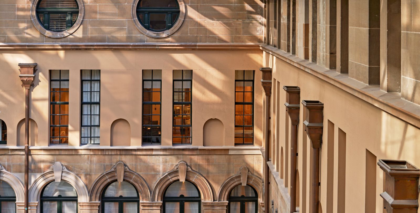 a building with many windows