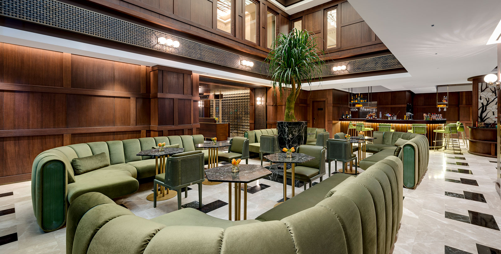 a room with tables and chairs