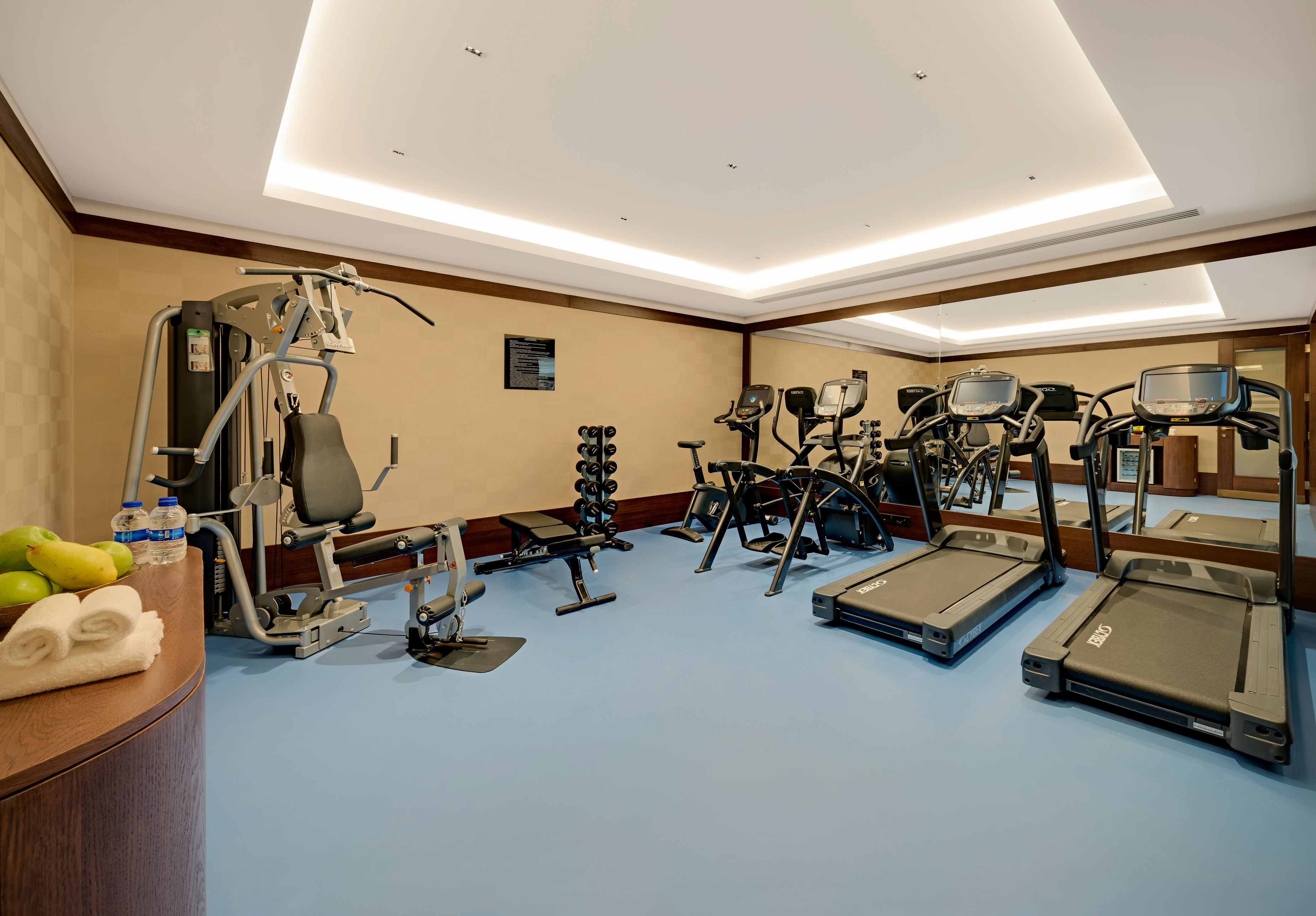 a room with exercise equipment