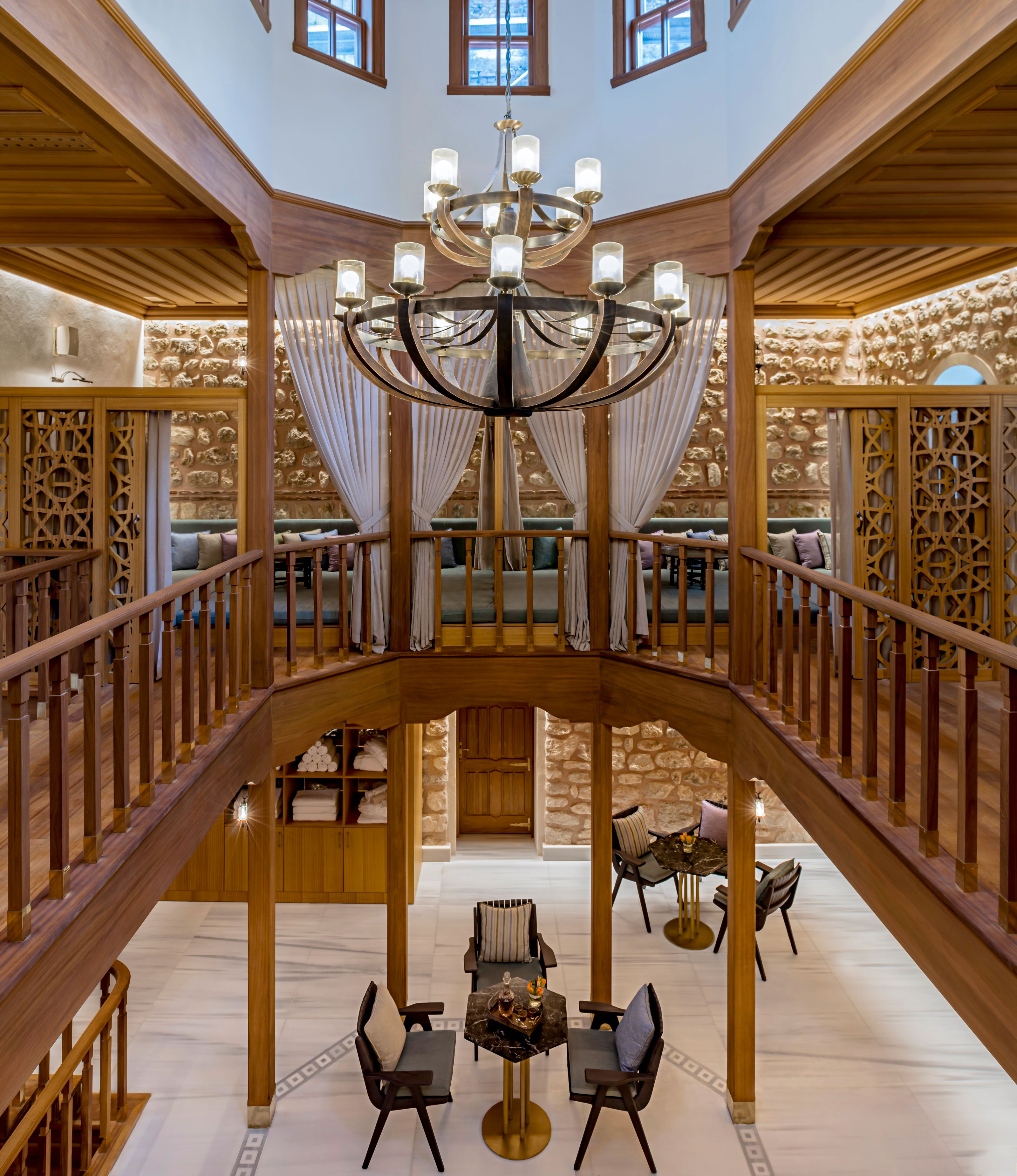 a chandelier in a room