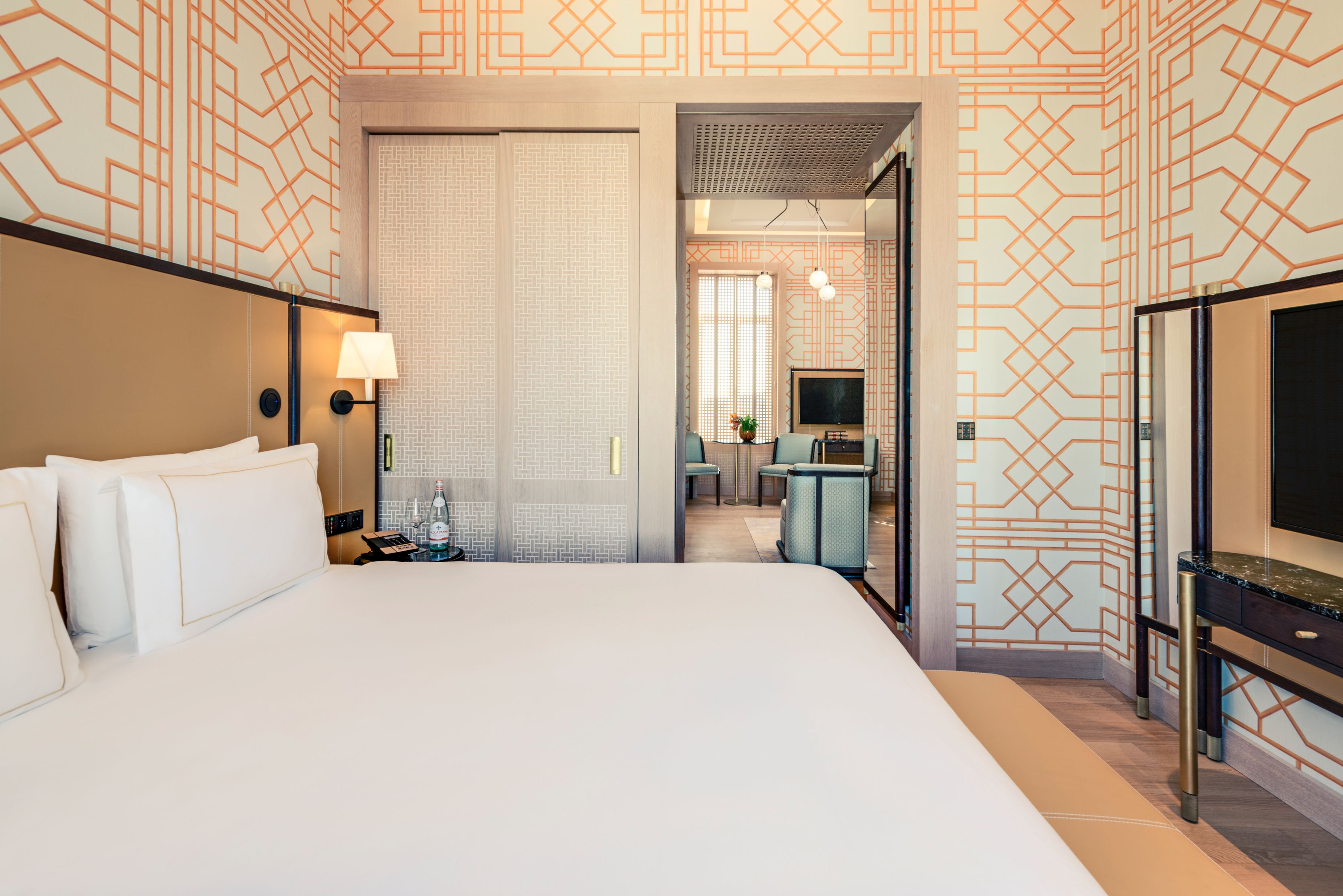 a bed in a room