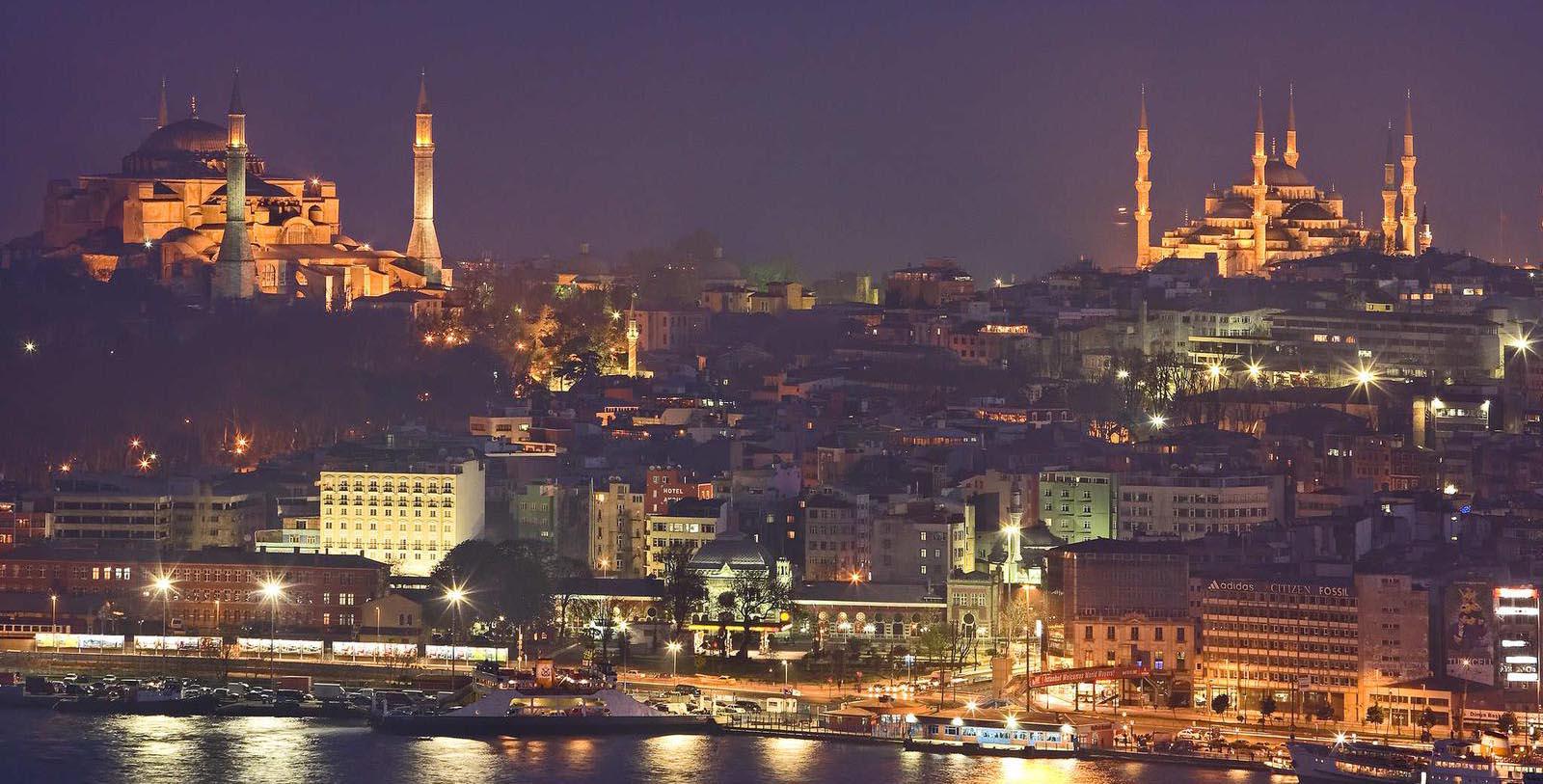a city at night with lights