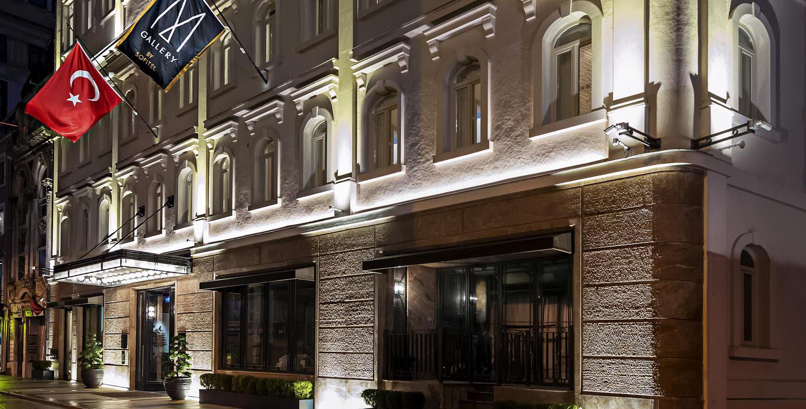 a building with lights on