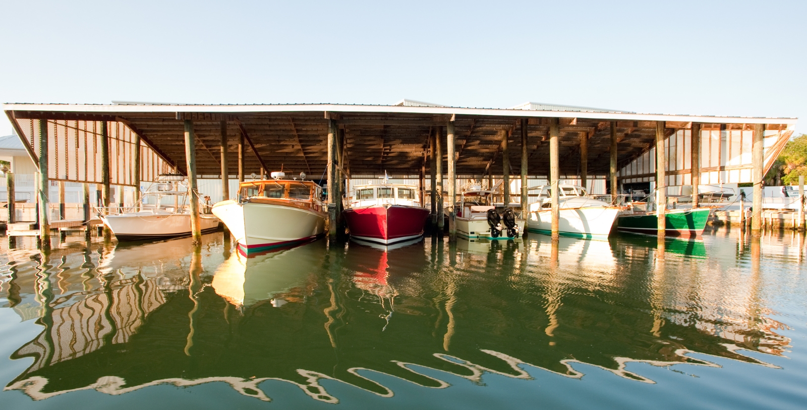 boats parked in a dock
