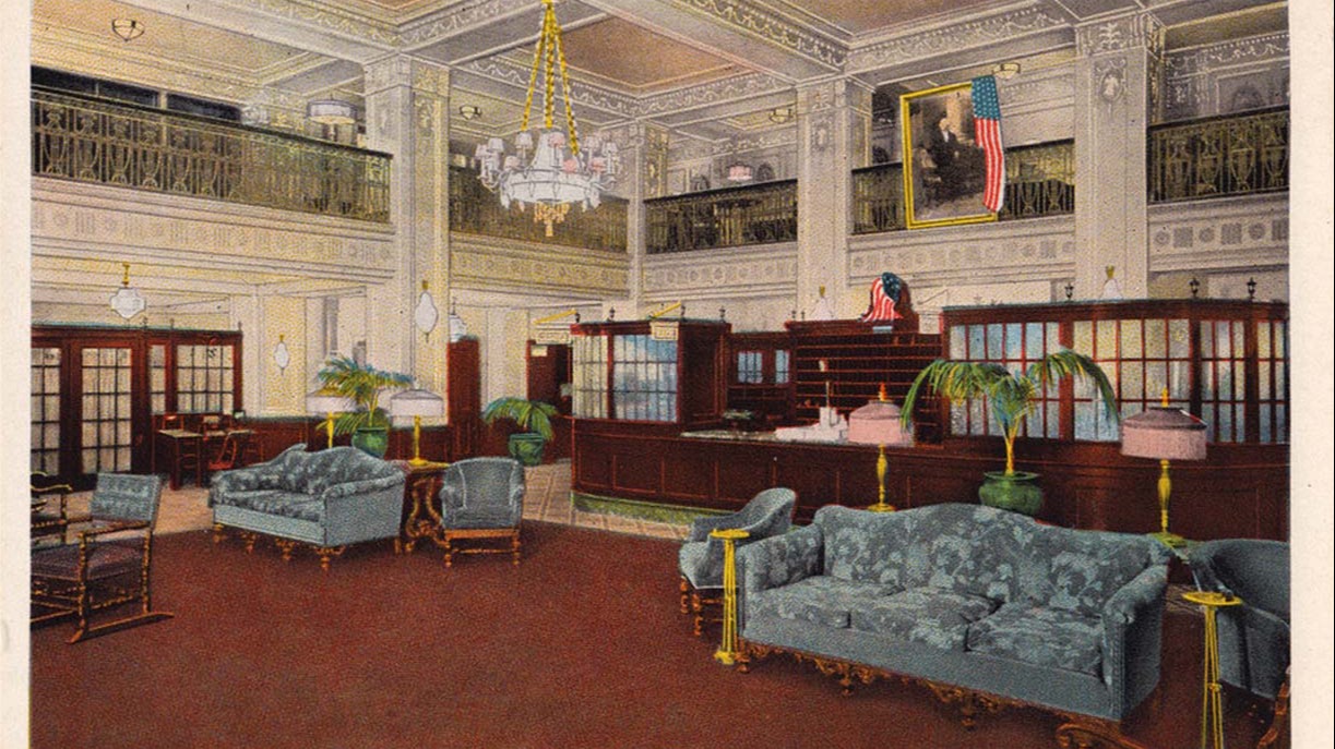 a drawing of a room with furniture