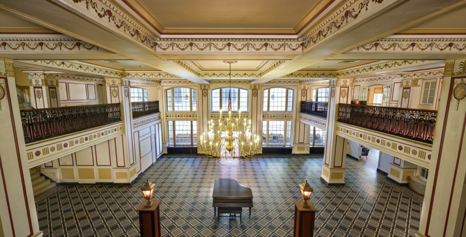 a chandelier in a room